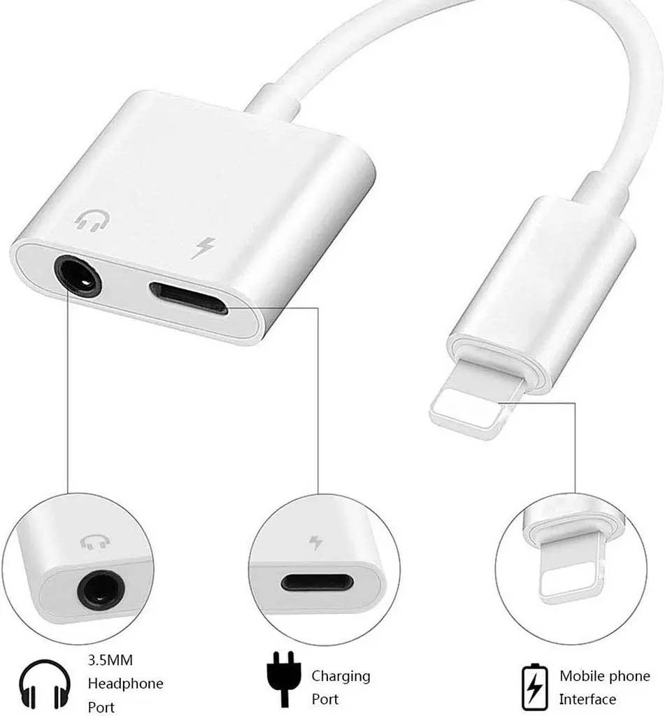 Адаптер Lightning 2в1 для iPhone з AUX 3.5 мм та портом зарядки - фото 4