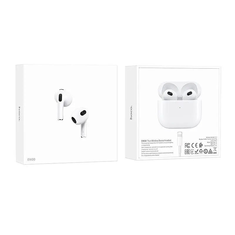 Беспроводные наушники Hoco EW20 TWS Bluetooth, с микрофоном, вкладыши, белые - фото 5