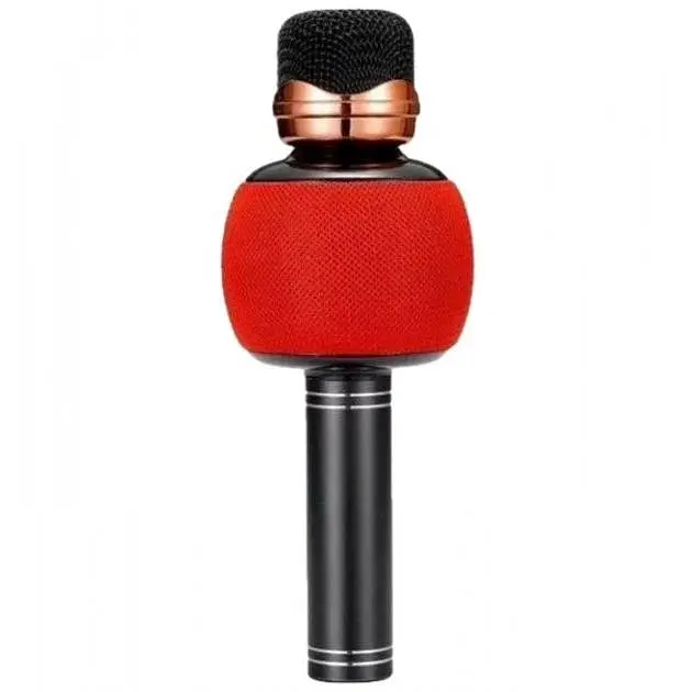 Бездротовий караоке Bluetooth мікрофон з динаміком 5 тембрів голосу USB AUX FM Wster WS-2911 чорно-червоний - фото 3