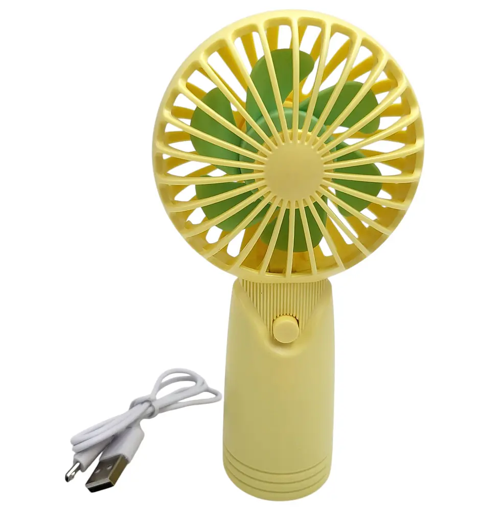 Вентилятор міні акумуляторний з ручкою USB діаметр 10см Handy Mini Fan AP223 жовтий