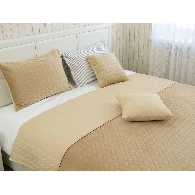 Декоративне покривало Руно VeLour Beige, 220x180 см, бежевий (340.55_Beige) - фото 2