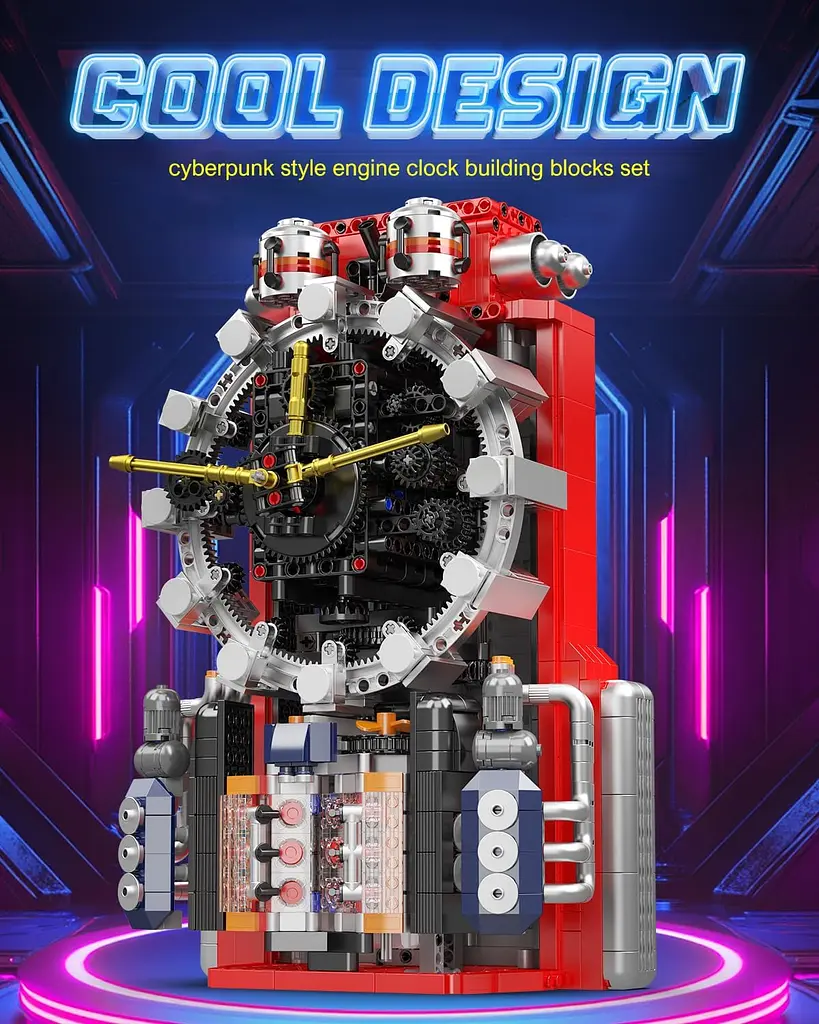 Конструктор механічний годинник Mould King Cyberpunk Mechanical Clock 10187 часи акумуляторні, для дорослих та дітей, 1601 деталей - фото 8