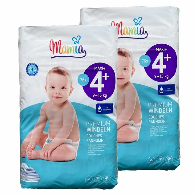 Підгузники Mamia Premium 4+ Maxi+ (9-15 кг) 152 шт