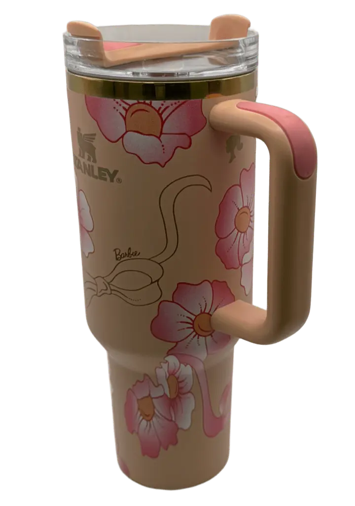 Термос термокружка Stanley Quencher H2.0 Tumbler из нержавеющей стали 1,18 л Peach Flower Barbie KT7001984 - фото 8