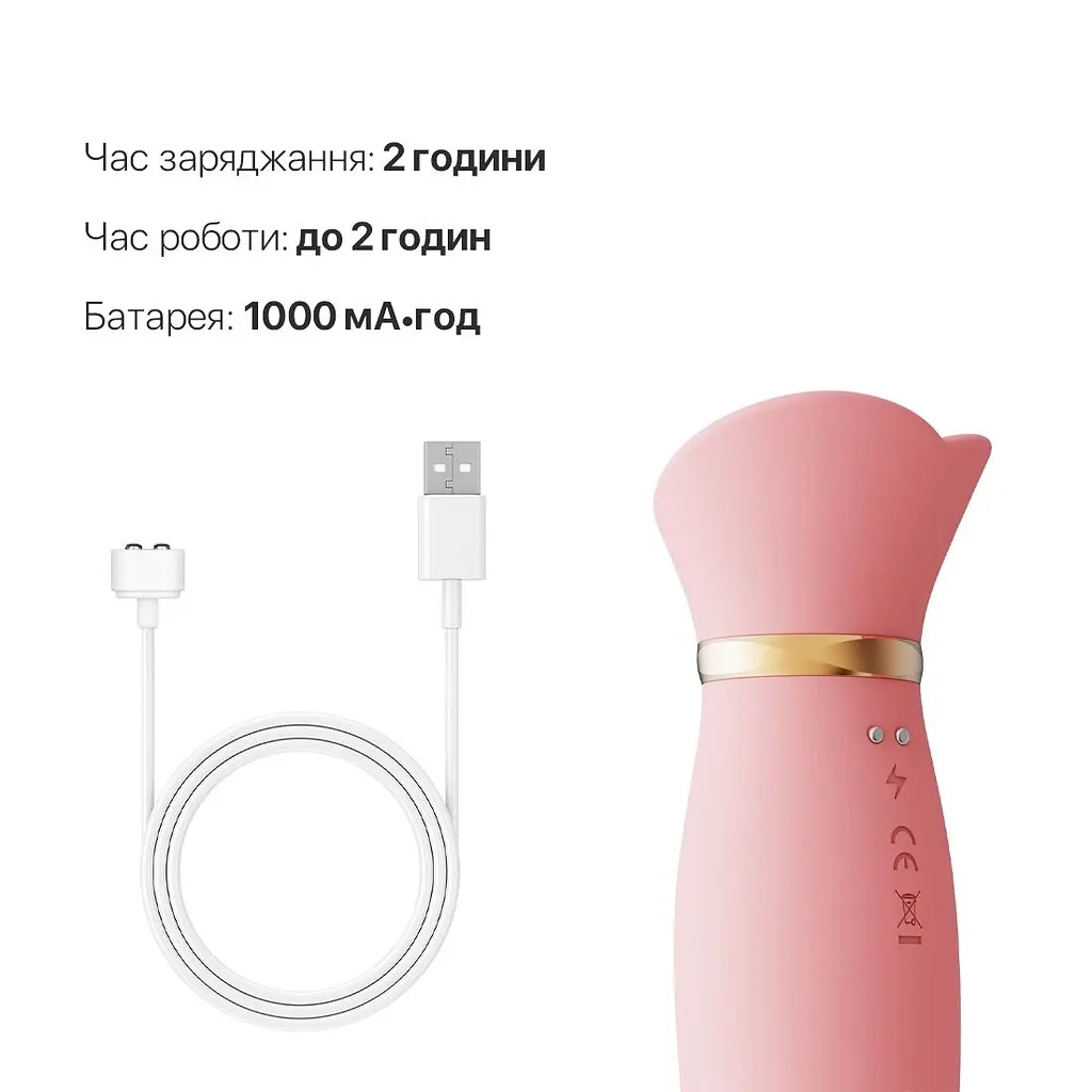 Вібратор з підігрівом та вакуумною стимуляцією клітора Zalo - ROSE Vibrator Strawberry Pink - фото 6