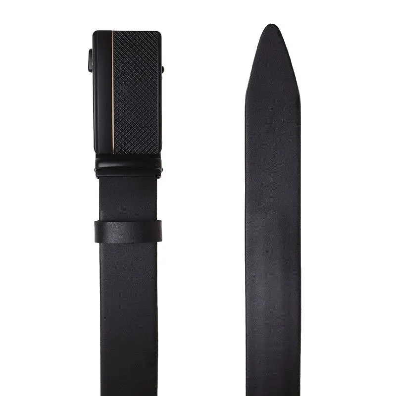 Автоматичний чоловічий пасок з пряжкою115-125×3.5 / ремінь на штани Borsa Leather, чорний 115-125 см - фото 4