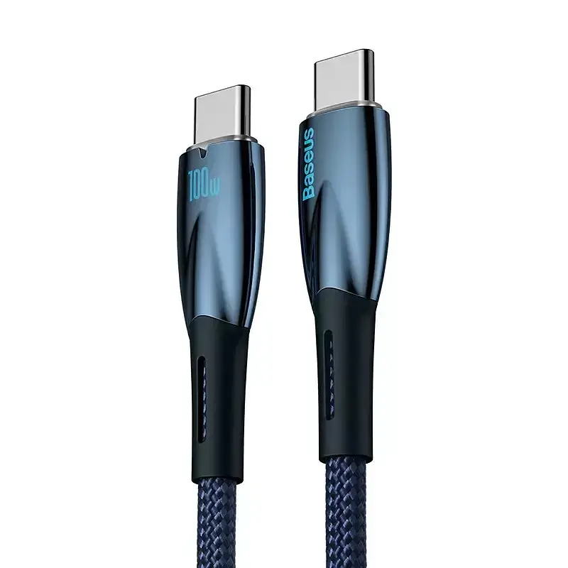 Кабель Baseus Glimmer Series Fast Charging Cable Type-C to Type-C 100W 1m CADH000703 Blue - фото 2