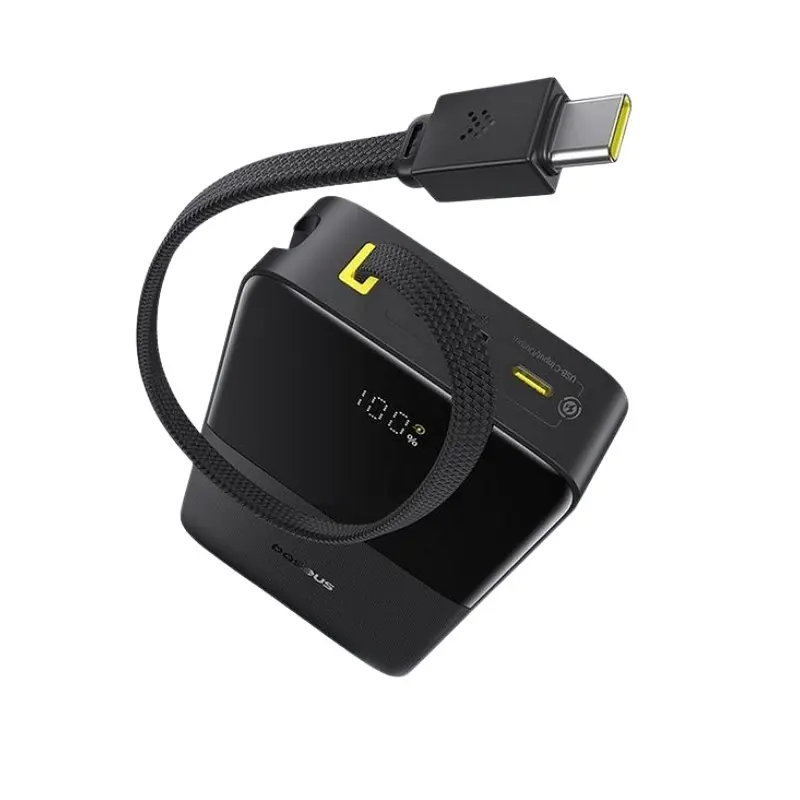 Зовнішній акумулятор Baseus EnerFill FC51 Bipow 2 Pro Digital Display Power Bank with Built-in Cable 20000mAh 22.5W Cosmic Black - фото 2