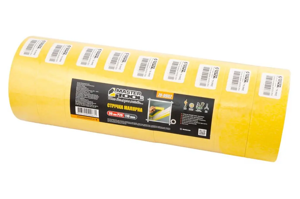 Стрічка малярська Mastertool 30 мм х 20 м жовта (в упаковці 9 шт.) - фото 3