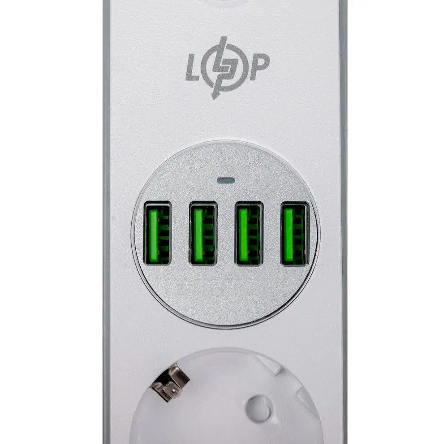 Сетевой фильтр-удлинитель LogicPower F24USB4 4 розетки, 4 USB-порта 2m с выключателем - фото 4