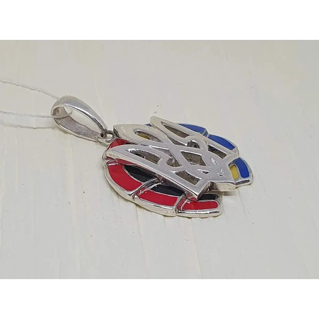 Срібна підвіска Астор Тризуб з емаллю. 9142475 - фото 4