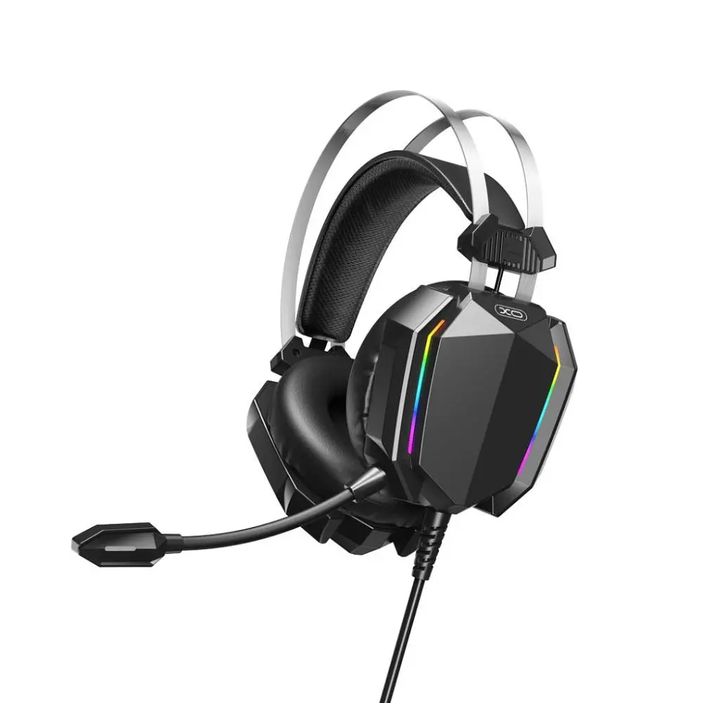 Ігрові навушники з мікрофоном XO GE-07 Static та RGB Long mic USB/Dual 3.5mm 2.2 м Black (33147_2955877)