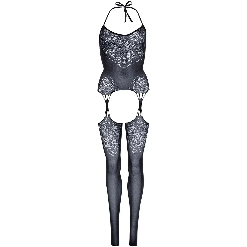 Еротичний бодістокінг Leg Avenue Jacquard net Black, імітація панчіх, відкритий доступ, One Size - фото 6