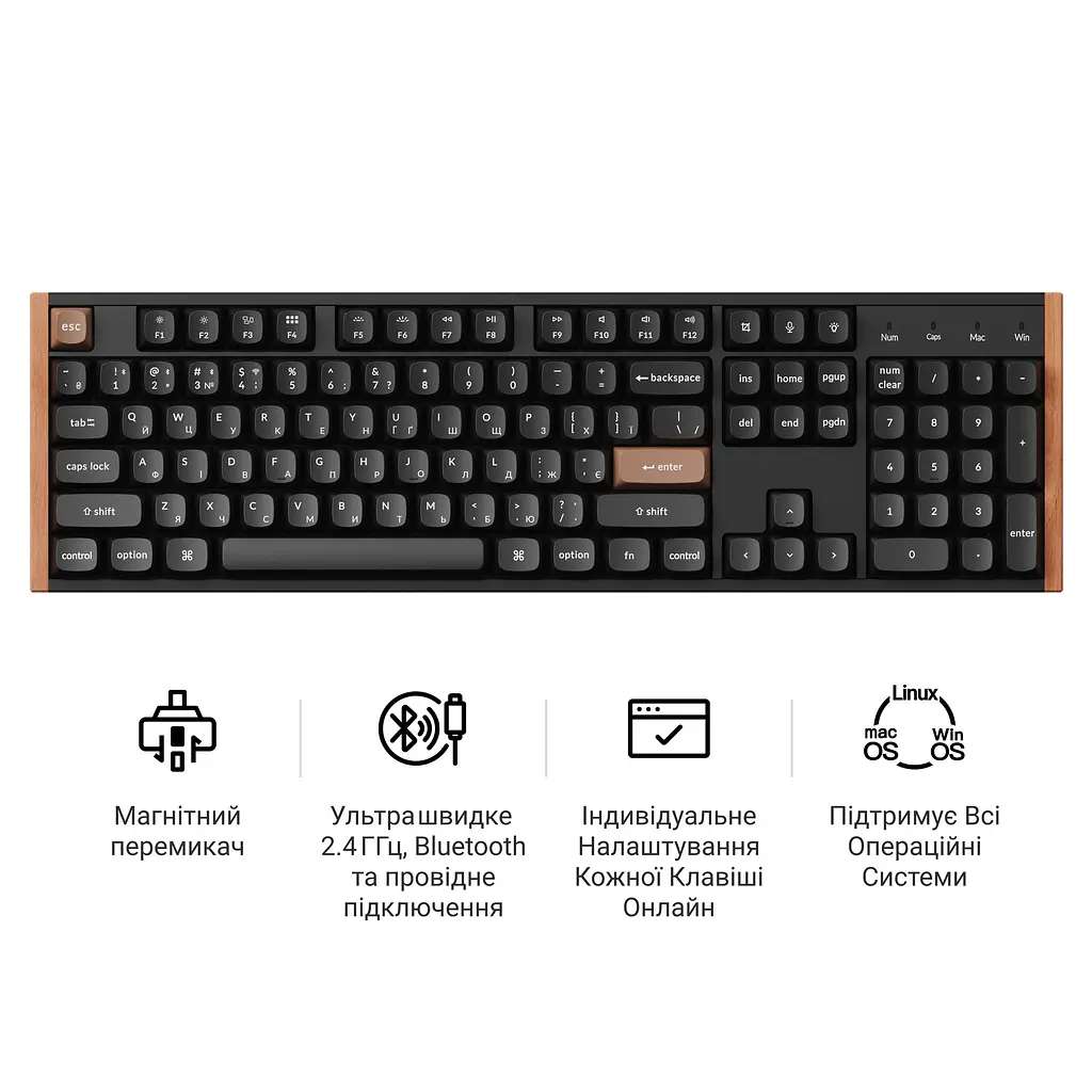 Клавіатура бездротова Keychron K10 HE Magnetic Switch Black RGB (K10H-F1-UA) - фото 8