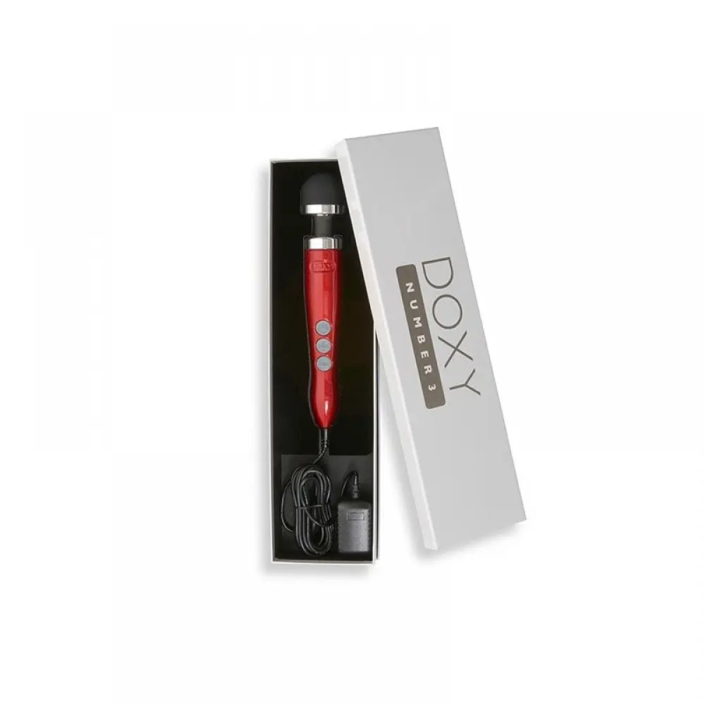 Вібратор Doxy Number 3 Candy Red Дуже потужний -мікрофон у металевому корпусі, 28х4.5 см червоний - фото 4