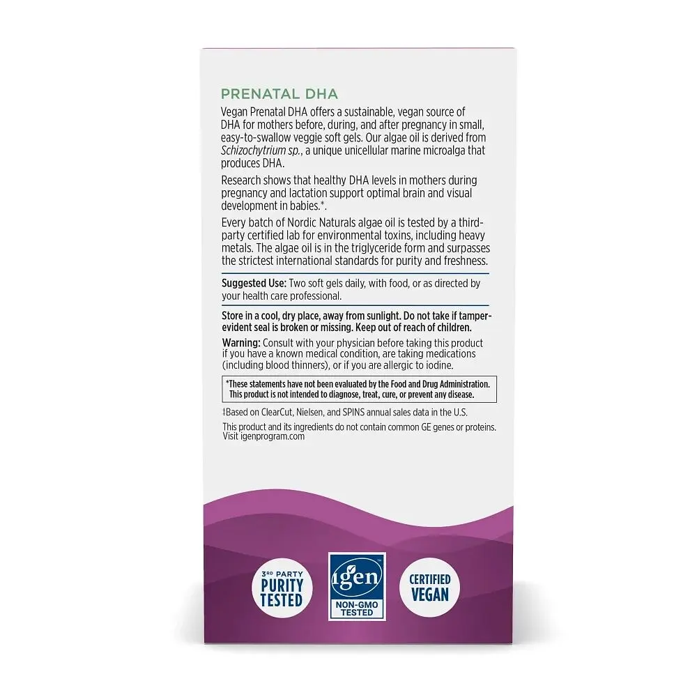 Жирные кислоты Nordic Naturals Prenatal DHA Vegan 60 капсул - фото 3