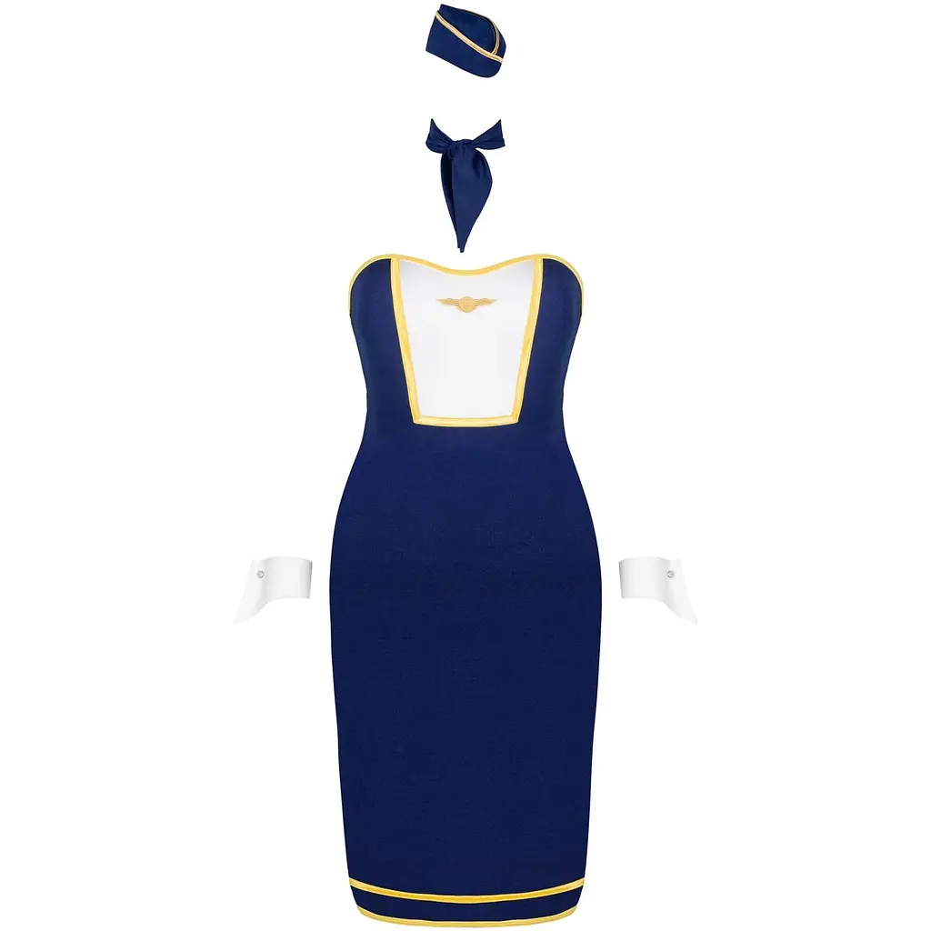 Эротический костюм стюардессы Obsessive Stewardess uniform M/L, blue - фото 3