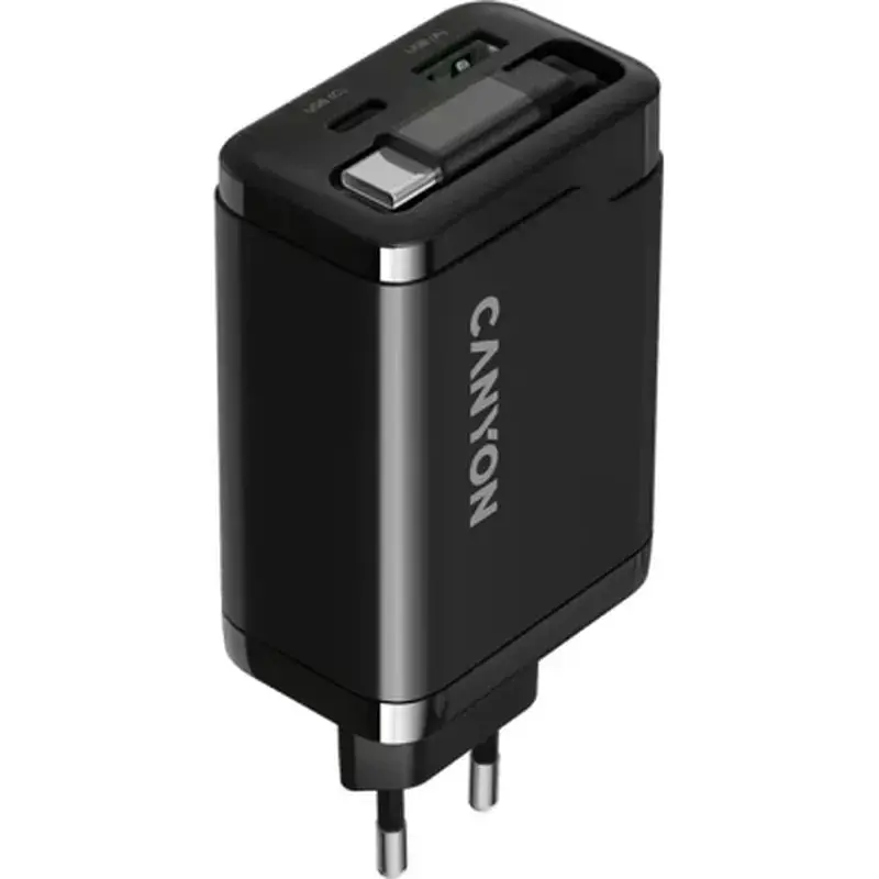 Зарядний пристрій Canyon 1xUSB-C PD65W + 1xUSB QC3.0 + cable USB-C to USB-C black (CNS-CURC65ACB) - фото 3