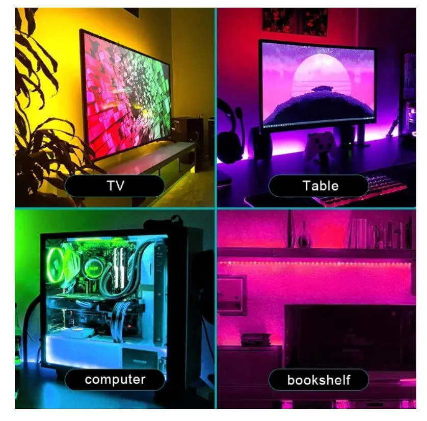 Світлодіодна стрічка гірлянда Voltronic LED RGB 5050 з Bluetooth додатком, від USB 5V, 5 метрів, водостійка - фото 3