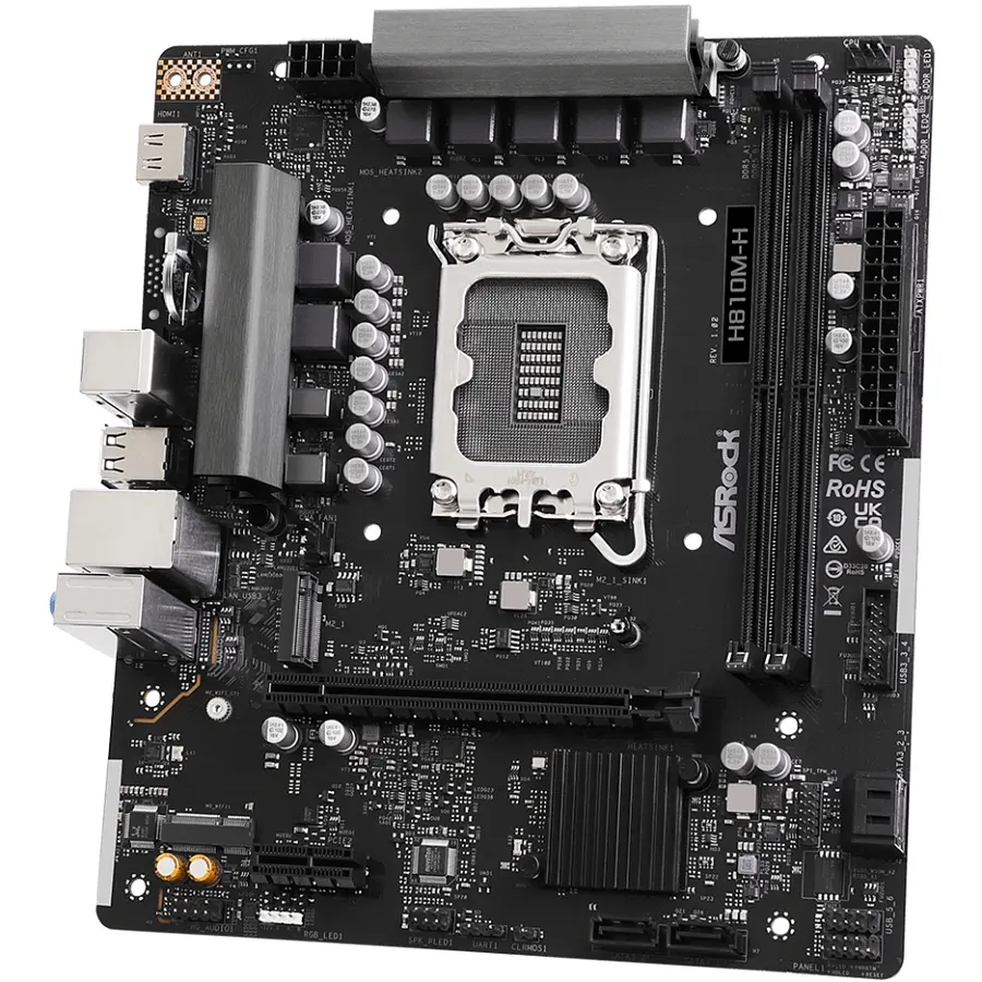 AsRock H810M-H (1851/H810, 2*DDR5, PCIex16, HDMI, 4xSATA, M.2, Glan, 7.1ch, mATX) - фото 2