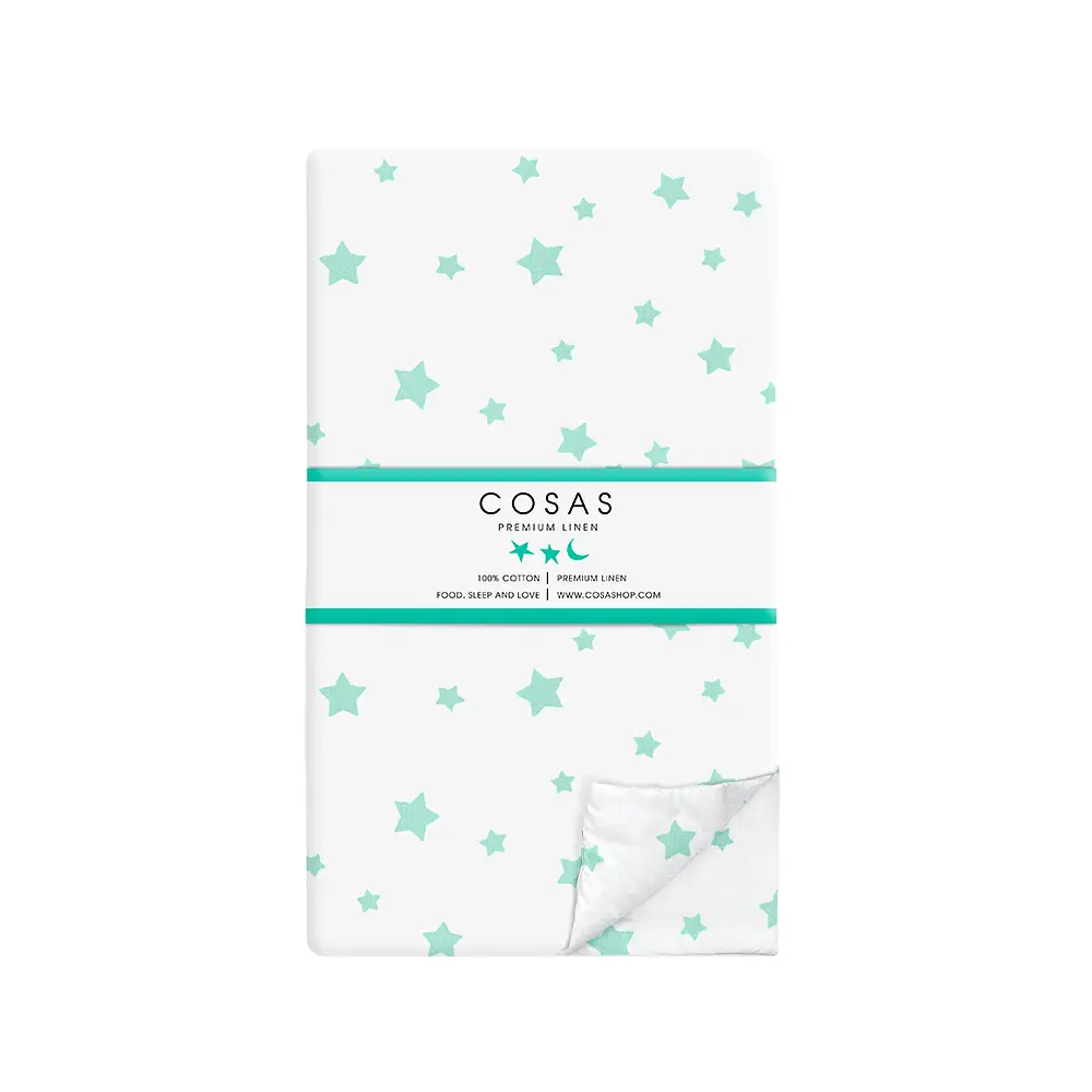 Комплект постільної білизни Cosas євро з простирадлом на резинці STARFALL MINT CS2 200 x 220 см (StarsfallMintWhite_El-White_200) - фото 4