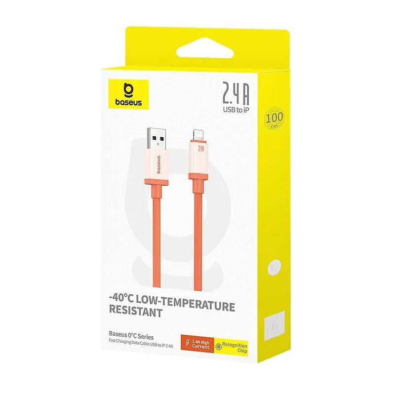Кабель USB to Lightning для iPhone iPad Baseus Data Cable (1m, 2.4A, 480 Mbps). Orange (P10368803731-00) - фото 7