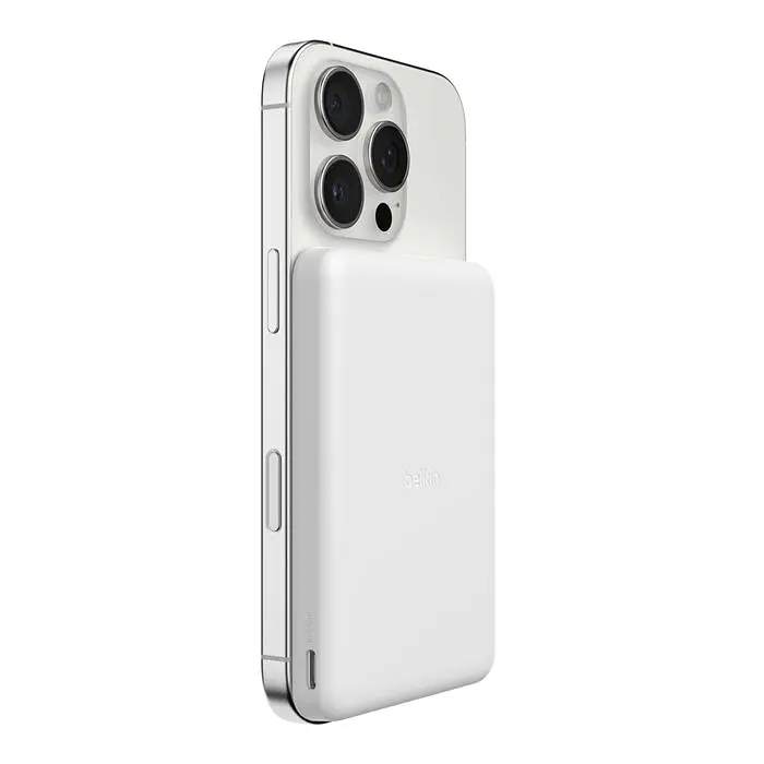 Портативний акумулятор із бездротовою зарядкою Power Bank Belkin Slim Magnetic 5000 White - фото 2
