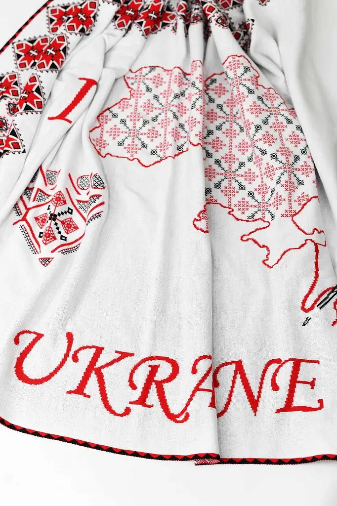 Плед Прованс Вышиванка 100х150 см белый с красным (27842) - фото 5
