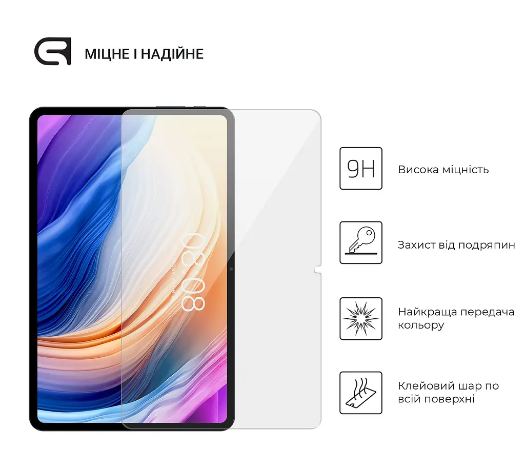 Захисне скло для планшета Teclast T40 Pro 10.4"", Glass.CR, загартоване скло 9H, 2.5D, повне проклеювання, з олеофобним покриттям, проста установка та сумісність з чохлами всіх типів (Case friendly), ArmorStandart (ARM66646) - фото 2
