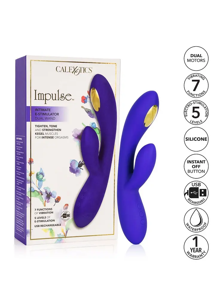Вибратор-кролик CalExotics Impulse Estim Dual Wand 21.5 см фиолетовый - фото 9