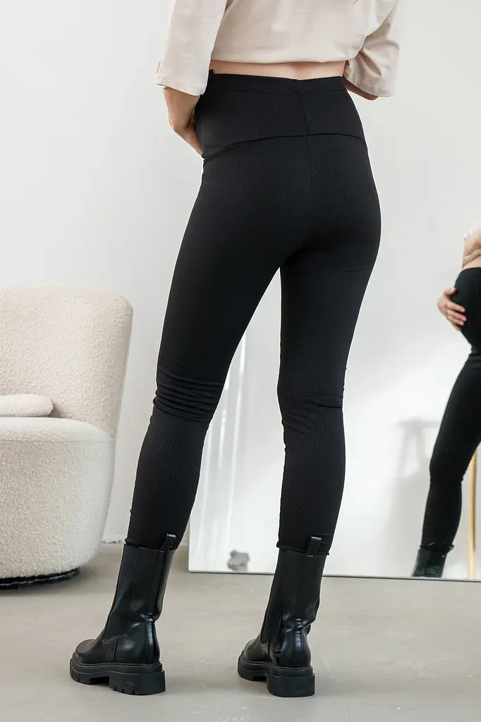Теплые лосины для беременных в рубчик Вrighton 5XL (56) Lullababe Черный - фото 4