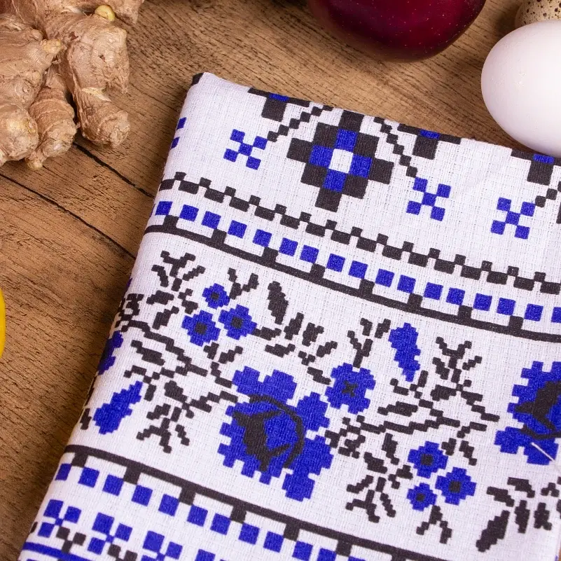 Полотенце вафельное MirSon №515 Waffle Blue ornament 50х30 см (2200006723554) - фото 2