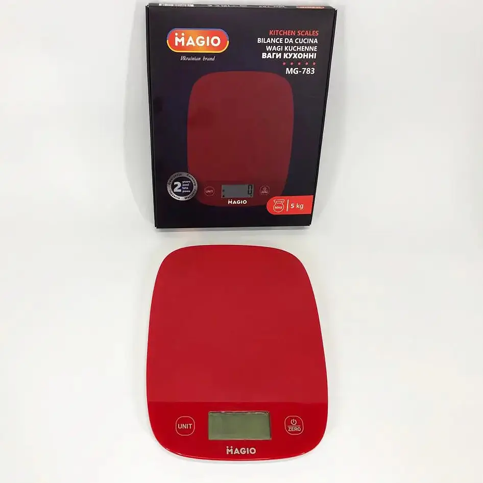 Кухонные настольные электронные весы Magio MG-783 с сенсорным управлением LCD-дисплей до 5 кг Красный - фото 5