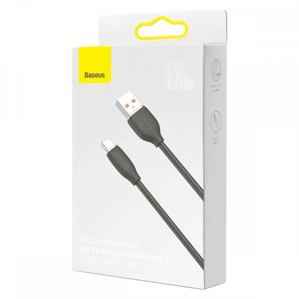 Кабель Baseus Jelly Liquid Silica Gel Fast Charging Cable USB to Type-C 100W 1.2m CAGD010001 Black - фото 4