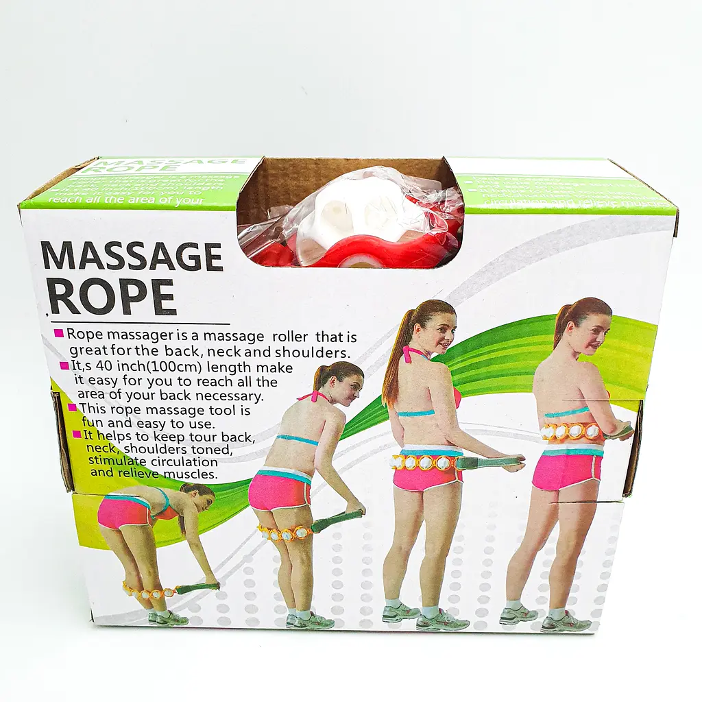 Масажер ручний антицелюлітний роликовий стрічковий 7 кульок UKC Massage Rope червоний - фото 10