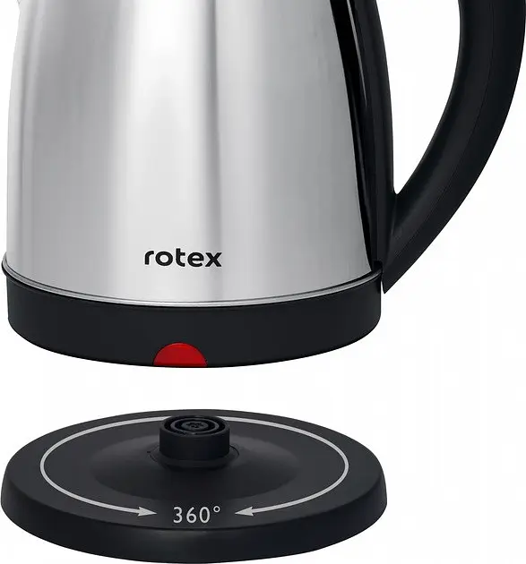 Електрочайник 1500Вт з нержавіючої сталі ROTEX RKT09-A  1,8л Металік/чорний - фото 4