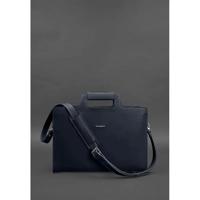 Сумка для ноутбука та документів BlankNote Жіноча шкіряна 15 Dark Blue (BN-BAG-36-navy-Blue) - фото 4
