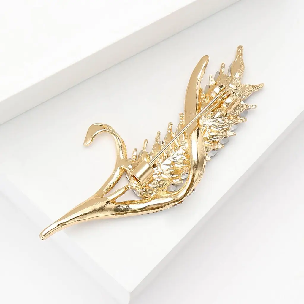 Брошь-булавка колосок пшеницы со стразами Желто-Голубая - фото 2