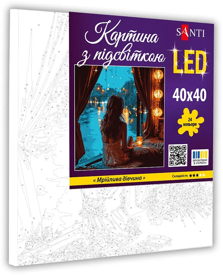 Картина по номерам Santi Мечтающая девушка 40х40 см с подсветкой LED  (955102) - фото 2