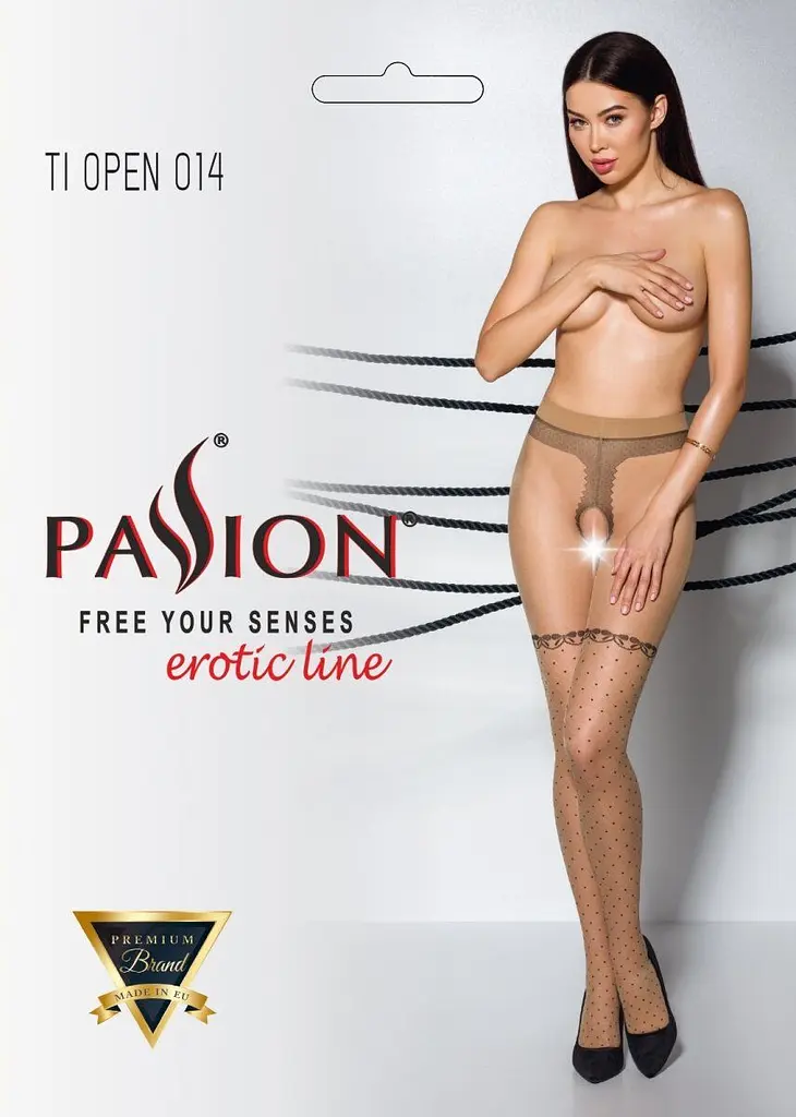 Колготки Passion Tiopen 014 з відкритим доступом 1/2 тілесні - фото 3