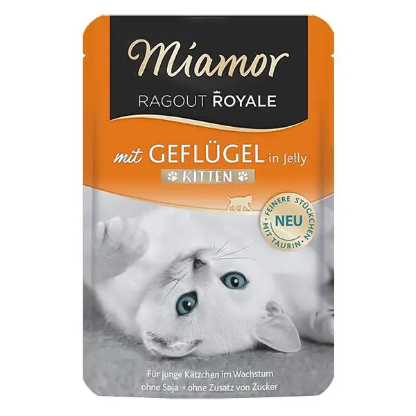 Вологий корм для кошенят Miamor Ragout Royale Kitten МІАМОР З М'ЯСОМ ПТАХА шматочки в желе беззерновий повнорационный, пауч 100 г