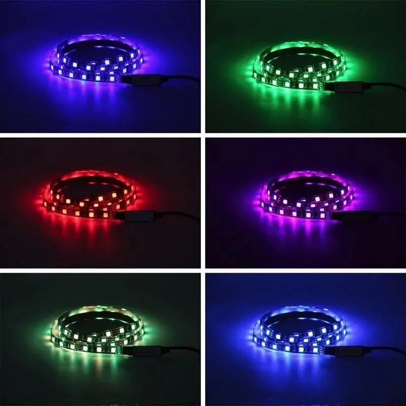Стрічка світлодіодна RGB 5050 з пультом та Bluetooth управління з телефону від USB для фонового підсвічування у силіконі UKC 5 метрів - фото 3