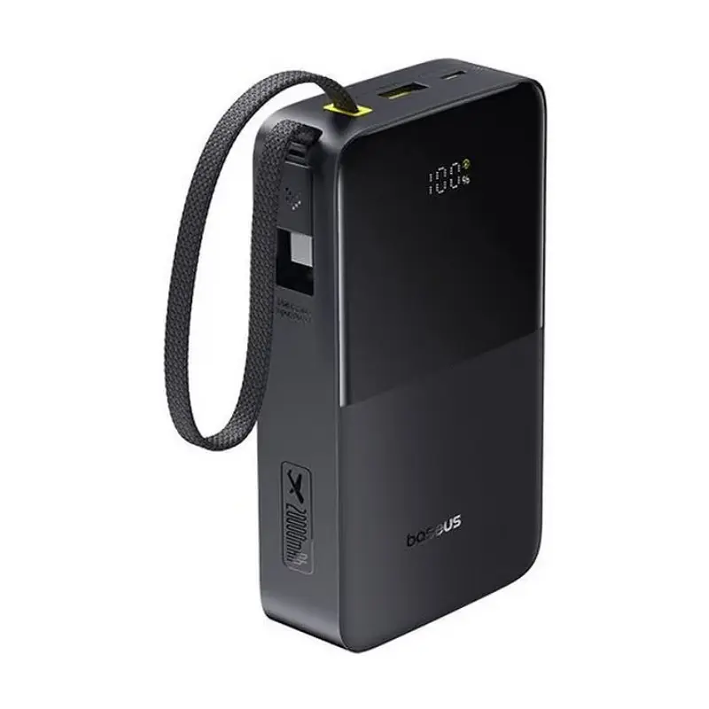 Зовнішній акумулятор Baseus EnerFill FC51 Bipow 2 Pro Digital Display Power Bank with Built-in Cable 20000mAh 22.5W Cosmic Black