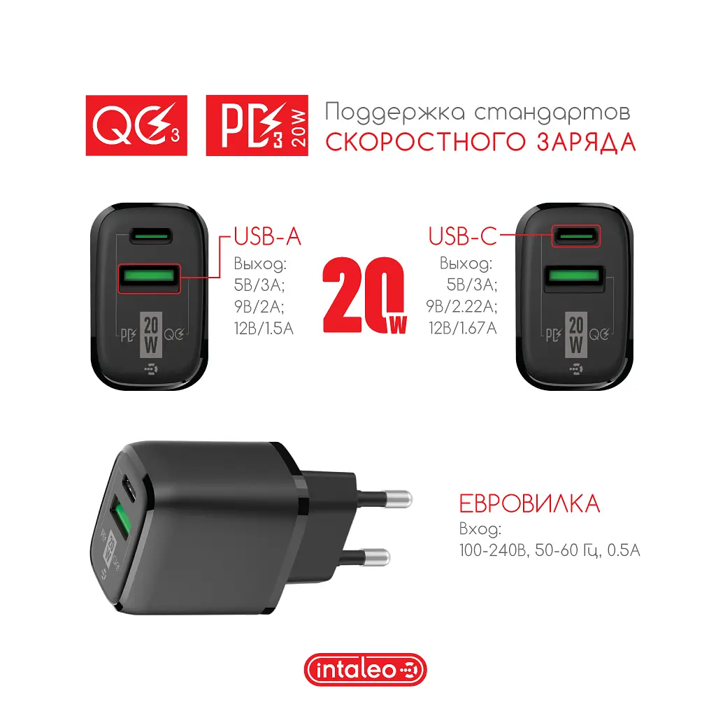Зарядное устройство для Intaleo TCGQPD220 (1283126509995) - фото 3