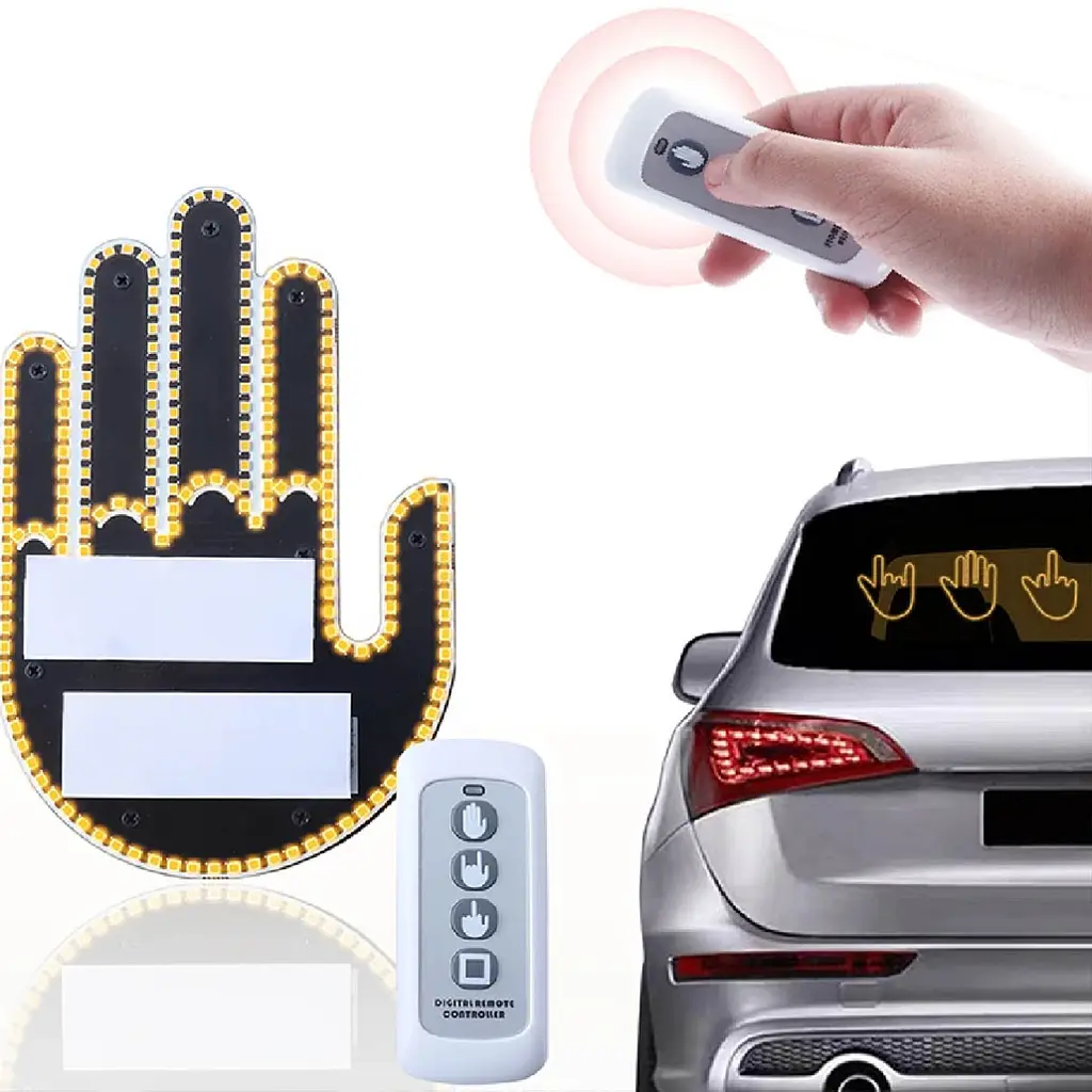Підсвічування автомобільне LED-долоня рука на заднє скло для жестів (Gesture fan fak car Led) - фото 4