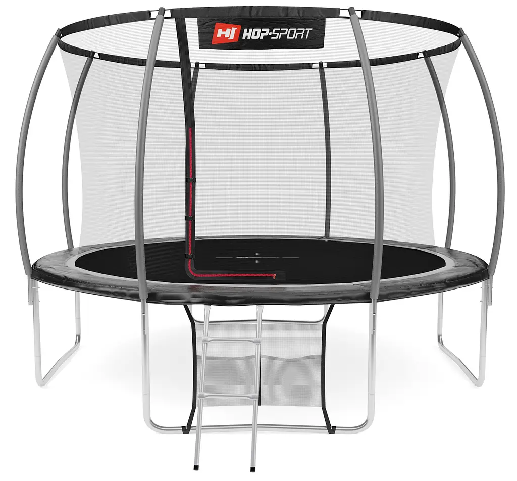 Батут Hop-Sport Premium 12ft (366см) чорно-сірий з внутрішньою сіткою - фото 4