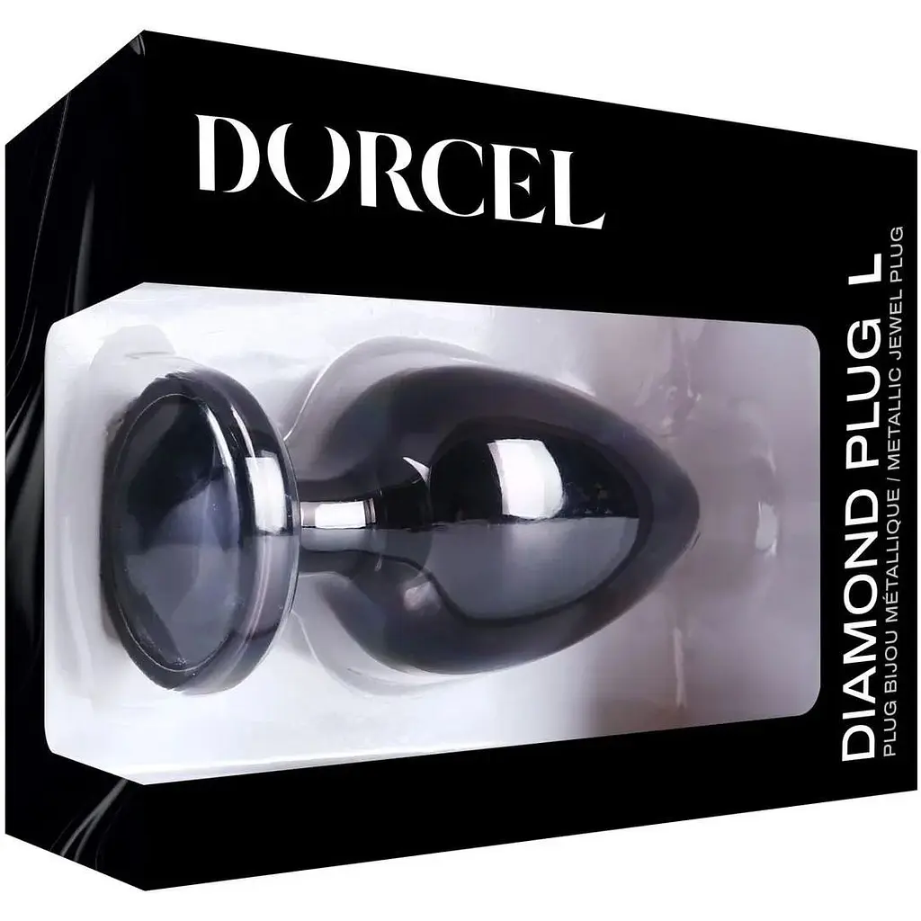 Металлическая анальная пробка с кристаллом Dorcel Diamond Plug Black M - фото 7