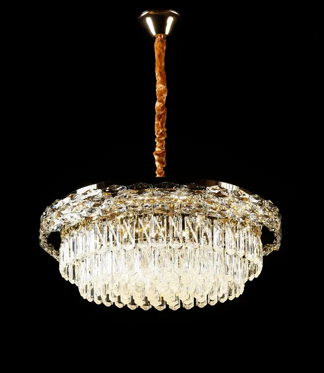 Велика золота кришталева світлодіодна люстра Splendid Ray LA7013/600/8+LED (SGD), 60 см на 8 ламп з дистанційним керуванням - фото 3