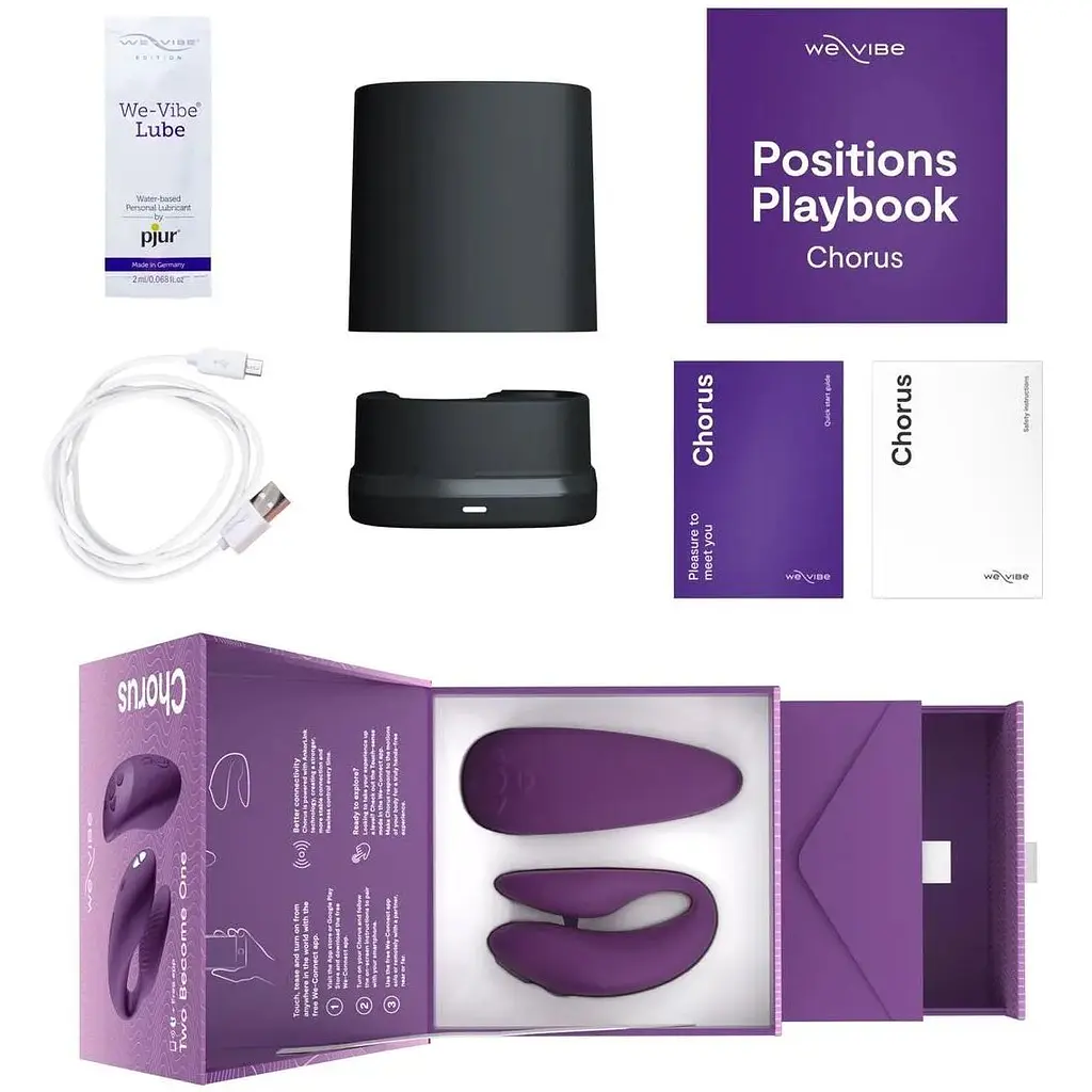 Смарт-вібратор для пар We-Vibe Chorus Purple сенсорне керування вібраціями стисненням пульта - фото 8