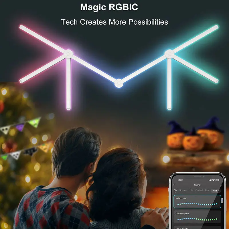 Модульний настінний світильник LED RGB 5V SAL-014B 9pcs Bluetooth USB with app White Epik teh0029695 - фото 4
